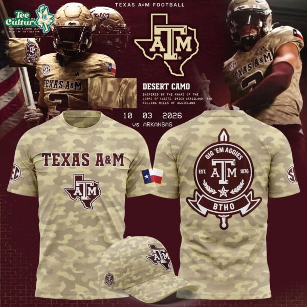 Texas A&M Aggies 2026 Honor and Support Camo Special Edition T-Shirt