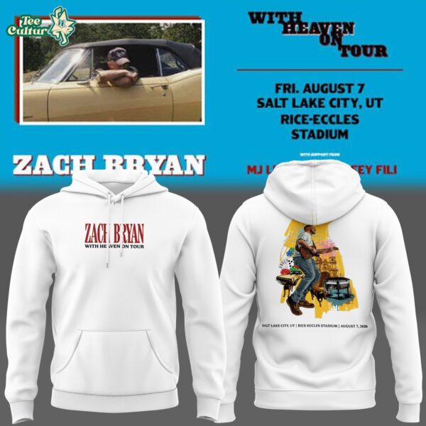 Zach Bryan Utah Utes Football With Heaven On Tour White 2026 Hoodie